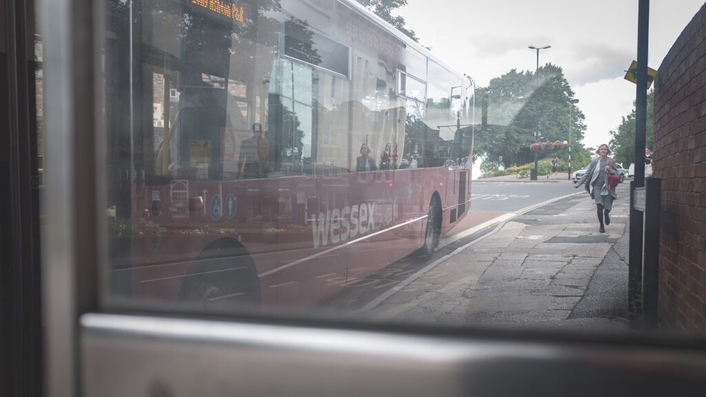 Running for a bus. Someone else, that is, not me.